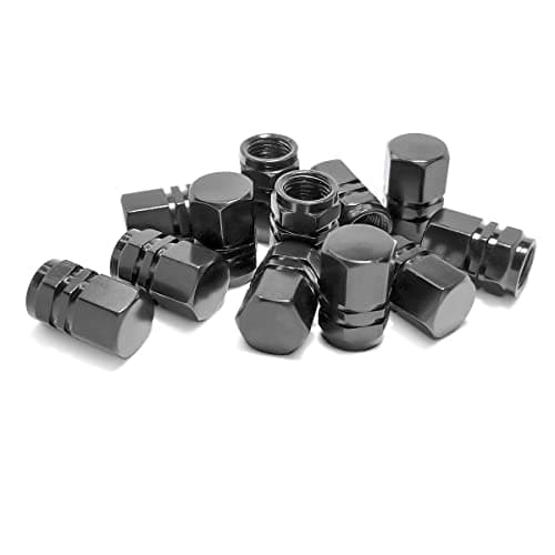 Image of CGEAMDY Hexagon Valve Covers Replacement Dust Caps for Car Tyres, Aluminum Car Tire Valve Stem Caps Hexagon, Aluminum Alloy Hexagon Tire Valve Stem Caps with Seal Ring, Valves Stem Cap(Black)