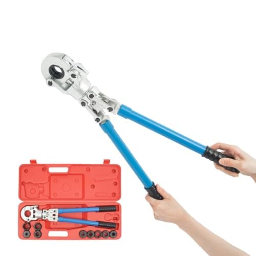 Image of Hydraulic Crimping Tool Kit 9 Dies, Pipe Crimper PEX Press Tool for Copper Pipe 12-28mm & PEX-AL-PEX 16-32mm, TH16/20/26/32 + V12/15/18/22/28 Molds, Plumbing Crimping Pliers with Case