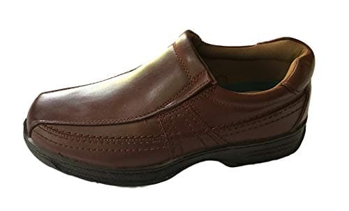 Image of Cushion Walk Men's Leather-Lined Lightweight Formal Business Work Comfort Slip-on Shoes Size 7-11 Wide Fitting (7 UK / 41 EU, Brown)