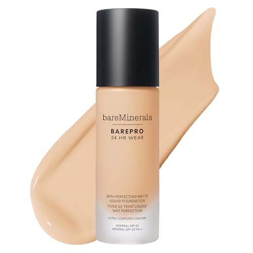 Image of bareMinerals BAREPRO 24HR Wear Skin-Perfecting Matte Liquid Foundation Mineral SPF 20 - Breathable Makeup for Face, Full Coverage, 24HR Wear, Natural Matte Finish, Vegan