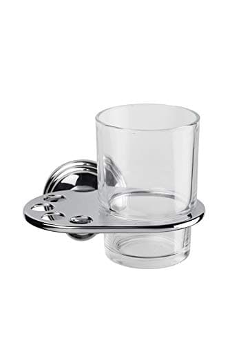 Image of Croydex Westminster Chrome & Glass Toothbrush and Tumbler Holder