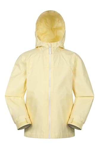 Image of Mountain Warehouse Torrent Kids Waterproof Rain Jacket - Taped Seams Raincoat, Lightweight, Breathable, Girls & Boys - Spring Summer, Wet Weather Pale Yellow (Plain) Kids Size 9-10 Years