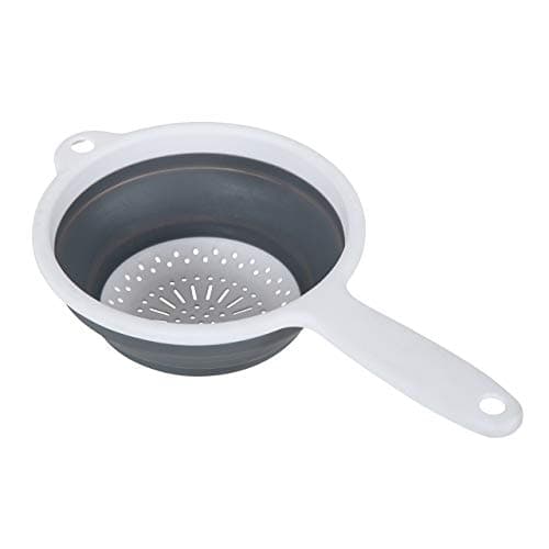 Image of Addis 518405 Pop & Store 16.5cm Small Collapsible Food Colander with Handle, 6.5 inch, White and Grey, Plastic