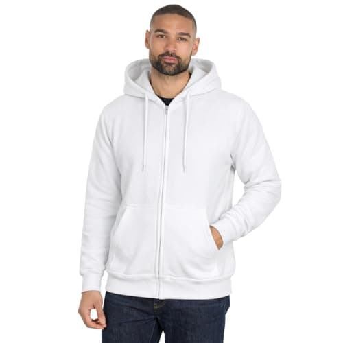 Image of Style It Up Adults Unisex Mens Ladies Full Zip Hoodies Womens Fleece Sweatshirt Plain Top (White, 2XL)