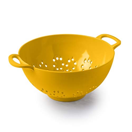 Image of Zeal Melamine Berry Colander Small Kitchen Strainer Sieve with Easy Grip Handles, 15cm, Mustard Yellow