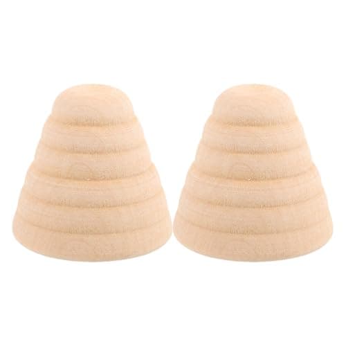 Image of NULYLU 2pcs Honeycomb Wooden Figurines Honeycomb Shaped Beehive Decor Made of Natural Wood DIY Assembly and Versatile Placement for Farmhouse Decoration Or Room