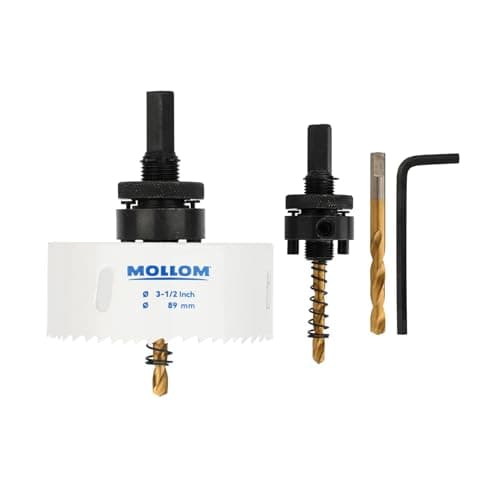 Image of Mollom (89mm | 3-1/2") HSS M42 with 8% cobalt BI-Metal Hole Saw with 2 Pilot Drill Bits & Arbor Smooth Cutting for PVC,Drywall,Wood,Plastic,Gypsum Board,Rubber