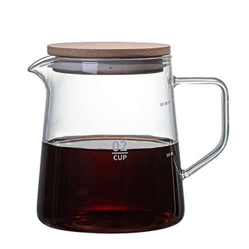 Image of Earnmore Glass Coffee Server with Lid, Insulated Clear Carafe for Juice Tea Water (500 ml)