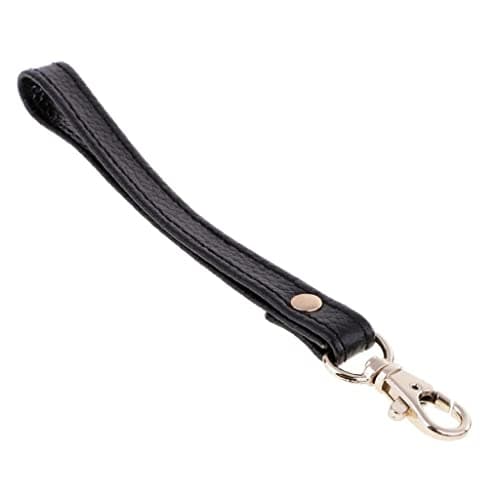 Image of Zalati Real Leather Wristlet Strap With Gold Buckle Handbag Purse Black