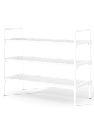Image of Kitsure Shoe Rack for Closet, Sturdy Shoe Storage for Entryway, Space-Saving Shoe Rack Small and Shoe Shelf, 70.0 cm Wide - 3 Tiers, White