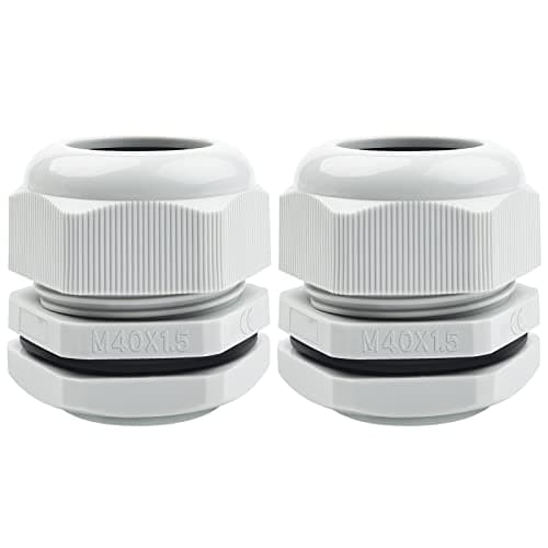 Image of 2 Pack Cable Glands M40, Hanibos IP68 Waterproof Cable Glands Nylon Compression Glands Connectors with Locknut and Washer Suitable for 22-33mm Cables White
