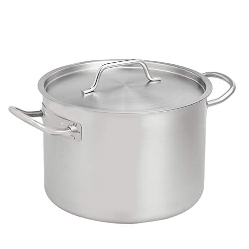 Image of Amazon Basics 9.5 litres Stainless Steel Aluminium-Clad Stock Pot with Cover, Silver