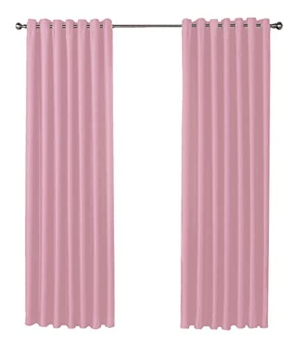 Image of Olivia Rocco Blackout Eyelet Curtains Black Out Thermal Ring Top Curtain Pair Window Treatment Living Room Bedroom, 46" (Width) x 54" (Drop) Blush Pink