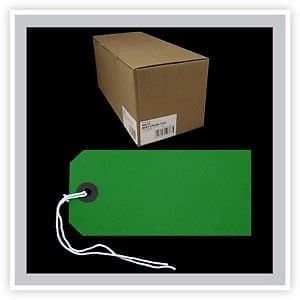 Image of 1000 Green Strung Tags 120 x 60 mm String Tie On Parcel