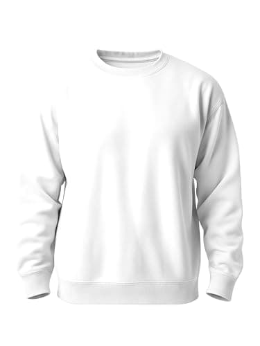 Image of Love My Fashions Mens Sweatshirts Crew Neck And Long Sleeve Plain Sweater Fleece Jumper for Men Uk White