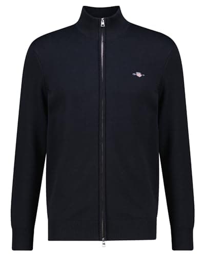 Image of GANT Men's Casual Cotton Zip Cardigan, Black, L