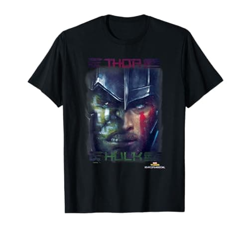 Image of Marvel Thor: Ragnarok Thor And Hulk Split Face Poster T-Shirt