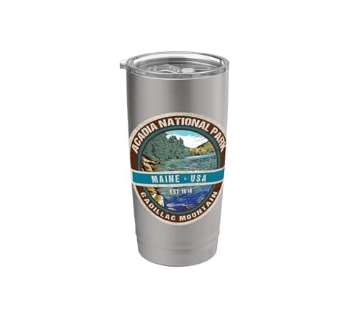 Image of Vintage Acadia National Park Maine USA Travel Souvenir Stainless Steel Insulated Tumbler