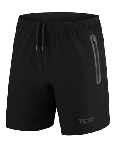 Image of TCA Elite Tech Mens Running Shorts with Zip Pockets, Gym Shorts Men Training Sports Short with Phone Pocket - Black Stealth, M