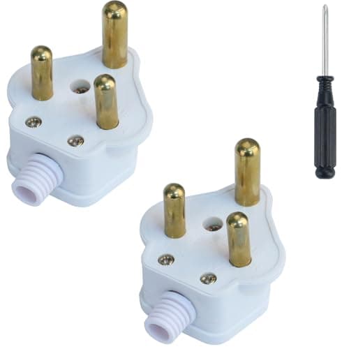 Image of Wirafix 2 Pack 3 Pin Plug UK, Type-M Round 3 Pin Plug 15Amp with Wire Pipe, Comply with BS-546 Standard, Heavy Duty Electric Plugs for Various Electrical Devices, Plug with Screwdriver, White