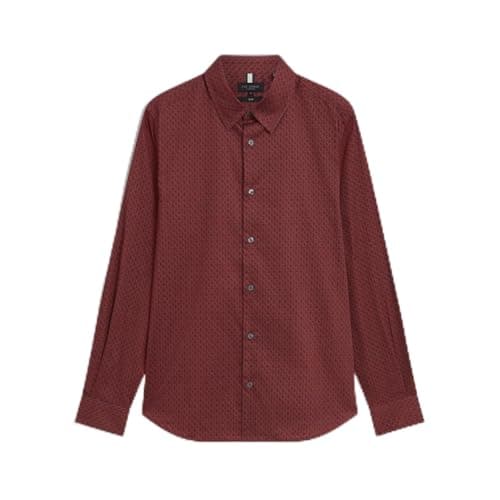 Image of Ted Baker Mens LS Geo Shirt Long Sleeve Dark Red XXL