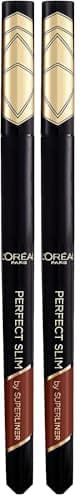 Image of L'Oreal Paris Perfect Slim Liquid Eyeliner, Superliner, Smudge-Proof, Water-Resistant, Intense Matte Colour, Grey (Pack of 2)
