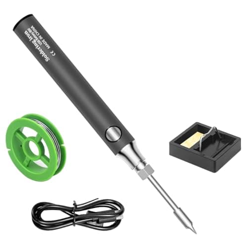 Image of USB Soldering Iron Kit 8W Welding Tools with Adjustable Temperature 330 to 450℃ Cordless Electric Soldering Iron for Soldering and Repair (Gray)