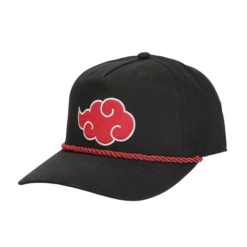 Image of Naruto Logo Embroidered Akatsuki Cloud Black Retro Grandpa Snapback Cap Hat - Official Merchandise - Great Gift for Teens or Adults