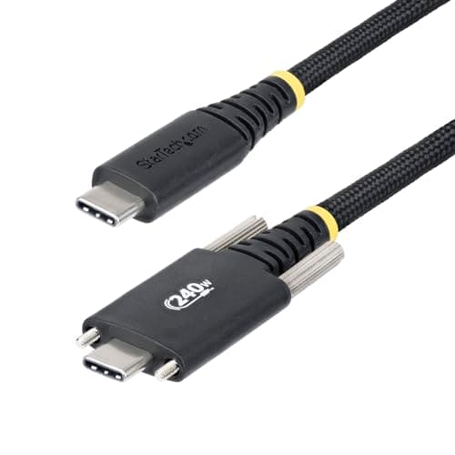 Image of StarTech.com 10ft (3m) USB-C Charging Cable, Side Screw Locking, 240W (5A) PD EPR, Dual-Layer Silicone/Braided Jacket, Laptop Charger Cord, USB-IF Certified