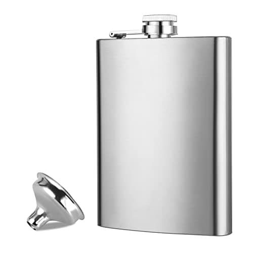 Image of ASelected 8OZ Hip Flasks for Women Men with Funnel Stainless Steel Pocket Flask Whisky Flask Fit for Hiking Party and Barbecue