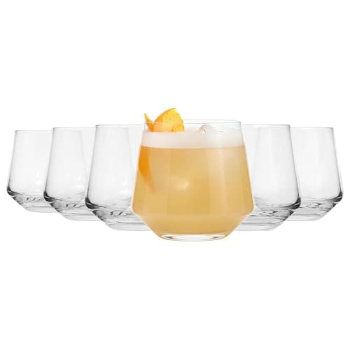Image of Argon Tableware Soho Crystal Tumbler Glasses 300ml - Pack of 6, Lead-Free Crystal Drinking Glass Set, Modern Angular Design, Thick Weighted Base, Gift Boxed Glassware for Home & Bar