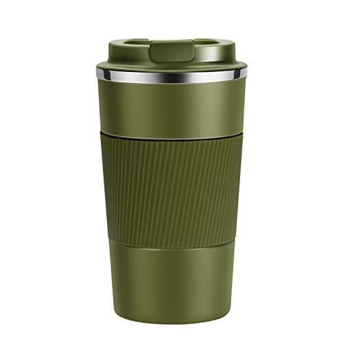 Image of YINJOYI Travel Mug Reusable Coffee Cups Thermal Insulated Vacuum Insulation Stainless Steel Bottle for Hot Cold Drinks (Green, 510ml)