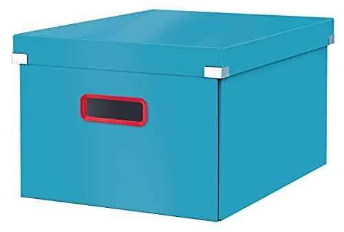 Image of Leitz Click & Store Medium Storage Box, Foldable A4 File Box with Lid, Premium Strong Cardboard Container for Home/Office Filing, Cosy Range, Calm Blue, 53480061