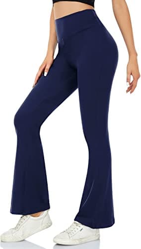 Image of ACTINPUT Yoga Pants for Women Flared Leggings High Waisted Bootcut Black Trousers Women's Workout Bootleg Stretchy Leggings(Navy Blue,M)