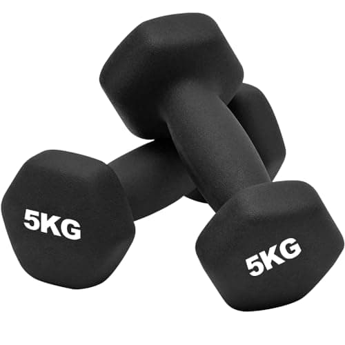 Image of Panana Neoprene Dumbbell Weights, Pair of Dumbbells for Home Gym, Sweat Resistant Non-Slip Hand Weights Set 2 x 1KG, 2KG, 3KG, 4KG, 5KG for Pilates, Aerobics, Strength Training
