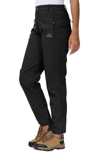 Image of YSENTO Womens Waterproof Walking Fleece Lined Trousers Winter Thermal Softshell Ski Hiking Outdoor Trousers(Black,L)