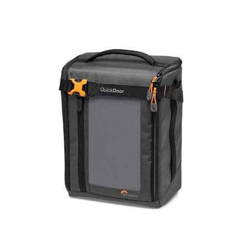 Image of Lowepro GearUp Creator Box Large II, Mirrorless and DSLR Camera Bag, Camera Case with QuickDoor Access, Made with Recycled Fabric, Orange Padded Interior Dividers, Grey
