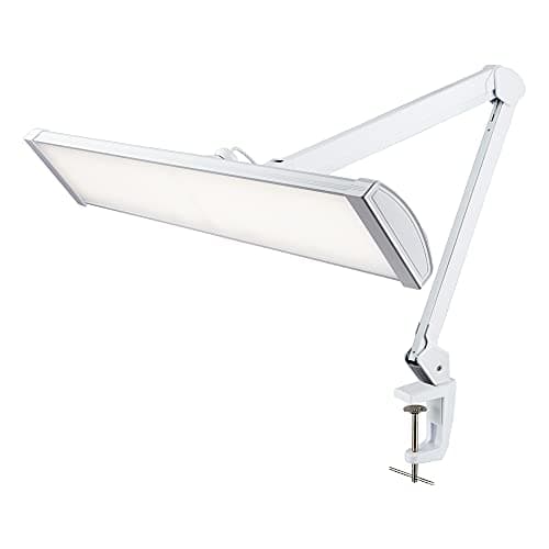 Image of Neatfi Ultra 3,500 Lumens LED Desk Lamp – 45W, 66cm Wide Metal Shade, 270 SMD LEDs, Shadow-Free | Adjustable Brightness | Non-Flickering Task Light for Nail, Craft & Office (White, Non-CCT with Clamp)