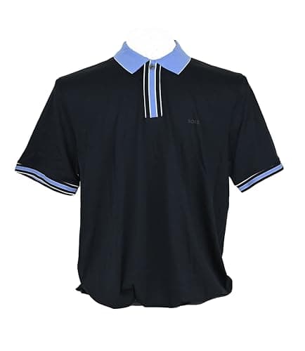 Image of BOSS Mens Parlay Short Sleeve 100% Cotton Polo Shirt in Dark Blue Size XXXL - 3XL