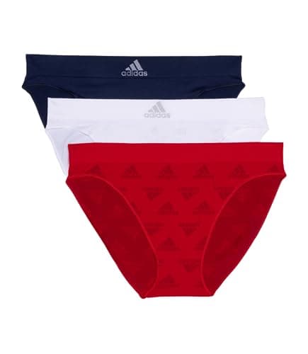 Image of adidas Women's Seamless Bikini Underwear 6-Pack, Vivid Red W. Logo Jacq/White/Night Indigo, S