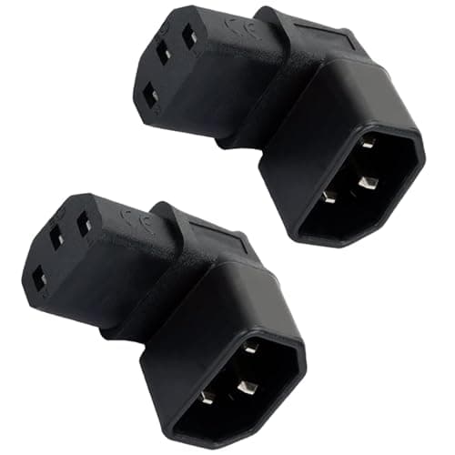 Image of 2 Pack IEC 320 C14 to C13 Socket Downward Angle, 90 Degree Plug Adapter C14 Male to C13 Female Converter, 250V 10A Extension Connector for Monitor Computer PDU Chassis Printer, Black
