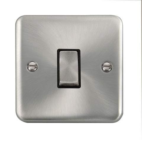 Image of Click Scolmore Deco Plus 10AX Ingot 1 Gang Intermediate Plate Switch - Black - Satin Chrome