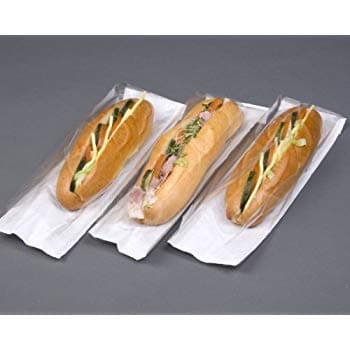 Image of Compostable Baguette Paper Bags for Food Use PLA Film Fronted 4" x 6" x 14" / 100mm x 150mm x 355mm - Environmentally Friendly (50)