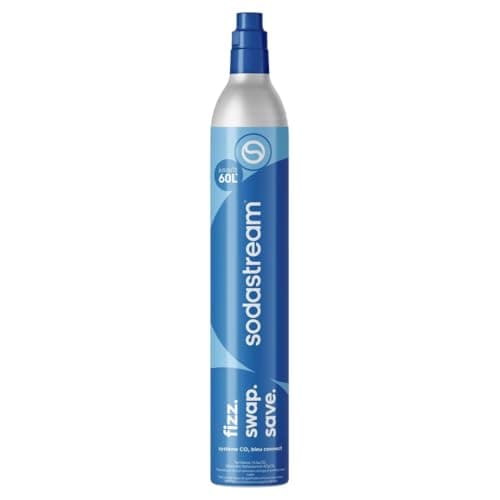 Image of sodastream - CO2 Cylinder for Sparkling Water Maker, Blue Screw-in Gas System, Makes 60 Litres Fizzy Drinks, Compatible with Spirit, Crystal and Genesis, Reduce Plastic Waste, Aarke Compatible