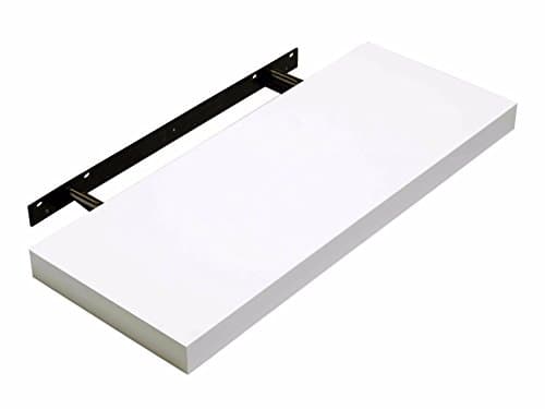 Image of Optimal Products HUDSON HIGH GLOSS FLOATING SHELVES SHELF SHELVES DISPLAY UNIT WALL MOUNTED STORAGE (WHITE HIGH GLOSS, 600 X 235 X 38 MM)