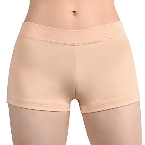 Image of SUPRNOWA Low Rise Boy Cut Shorts for Women Athletic Spandex Gym Workout Booty Volleyball Yoga Dance Shorts (Nude, S)