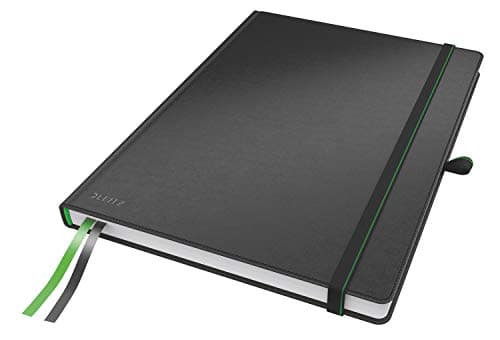 Image of Leitz Complete Notebook A4 Lined, 160 Pages, 80 Sheets, Hardcover, 100 g/m² Paper FSC Certified, Fastener, Bookmark, Pen Loop, Black, 44720095