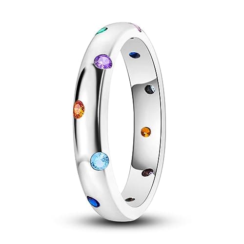 Image of Hapour 925 Sterling Silver Rings Vintage Wrap Stacking Statement Rings with Colorful Cubic Zirconia for Women as Gifts Classic and Elegant Ring