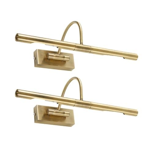 Image of MiniSun | Capri Adjustable Antique Brass Mains Powered Display Wall Lights | Hardwired Picture & Display Lights, Home Décor & Improvement Essential | Set of 2 | Mains Wired