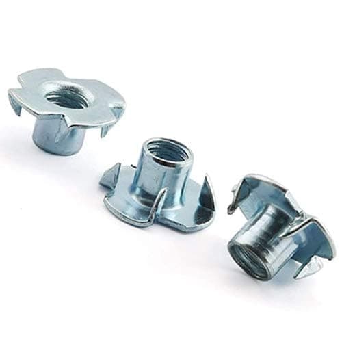 Image of M8 (8mm Ø) T-Nuts Four Pronged Captive Blind Threaded Inserts for Wood Furniture (Pack of 10)